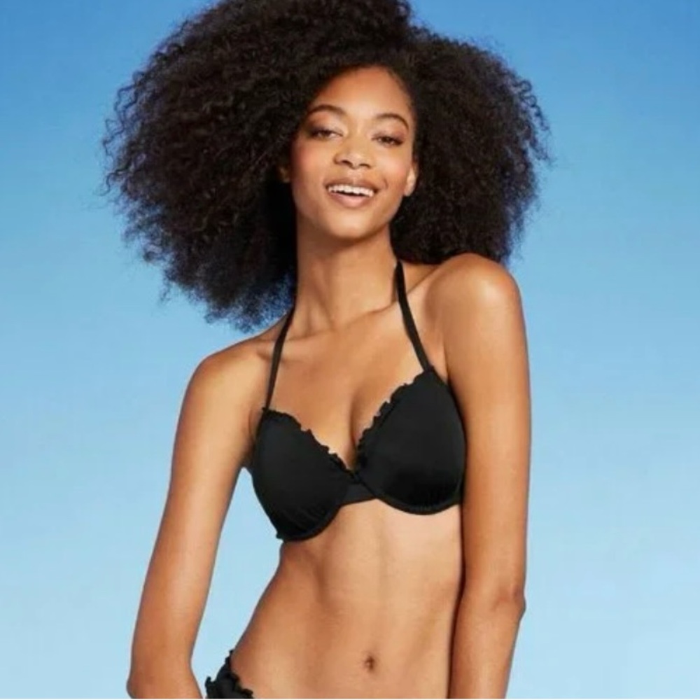 Shade & Shore women’s black 2 piece swimsuit bikini, top 34B, sizw medium, NWT